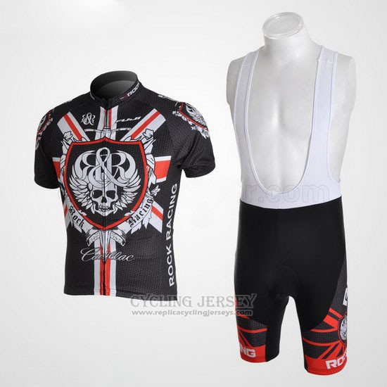 2010 Cycling Jersey Rock Racing Black and Red Short Sleeve and Bib Short